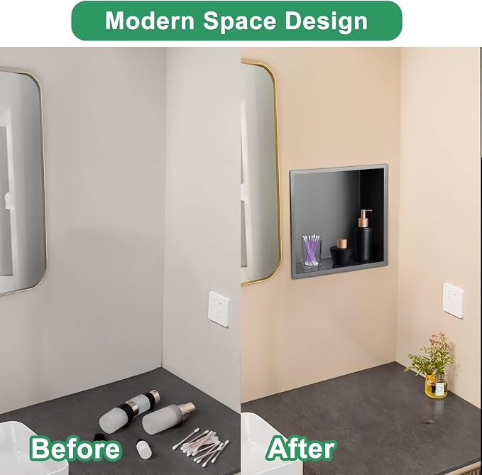 SaniteModar Shower Niche, Stainless Steel Shower Niche 12" X 12" No Tile Needed - Image 5