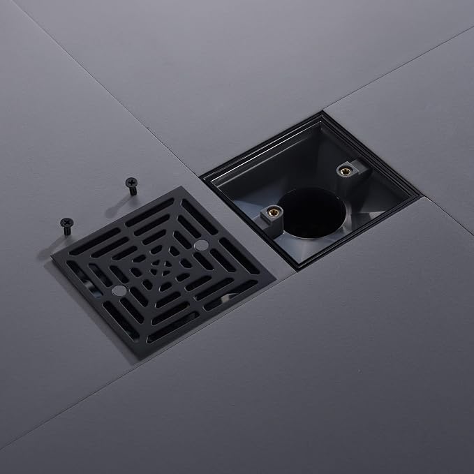 4-1/4 Inch Black Shower Drain Square, Base - Image 3