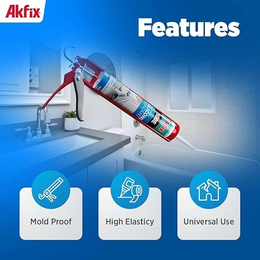 Akfix 100E RTV Translucent Silicone Caulk- 100% Waterproof Silicone Sealant - Image 3