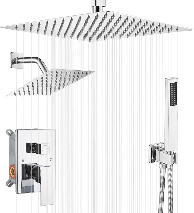 Shower Faucet Set Polished Chrome Shower System, Knob Switch Diverter Shower by YCAIKOI