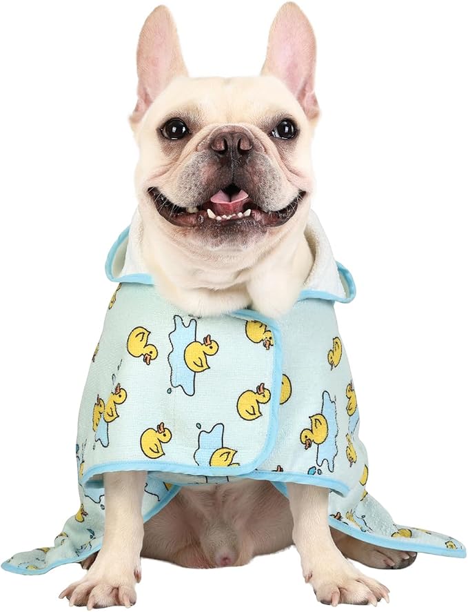 HDE Dog Bathrobe Super Absorbent Quick Drying Puppy Towel Wrap Coat Adjustable - Image 4
