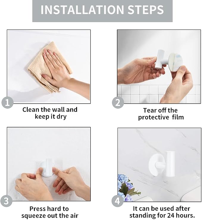 Vuzvuv Adhesive Hooks White SUS304 Stainless Steel - Image 5