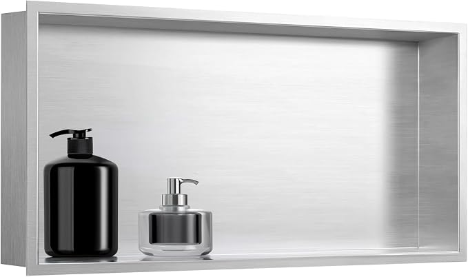SaniteModar Shower Niche, Stainless Steel Shower Niche 12" X 24" No Tile Needed by SaniteModar
