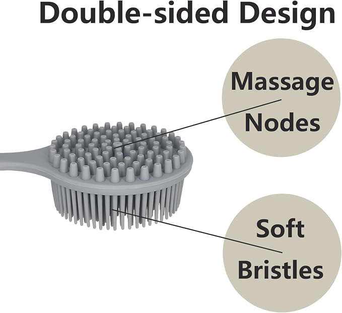 Back Scrubber for Shower, Soft Silicone Back Shower Brush Bath Body Scrubber - Image 4