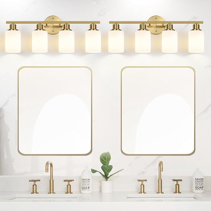 4-Light Bathroom Light Fixtures, Brushed Gold Modern Vanity Lights - Image 6