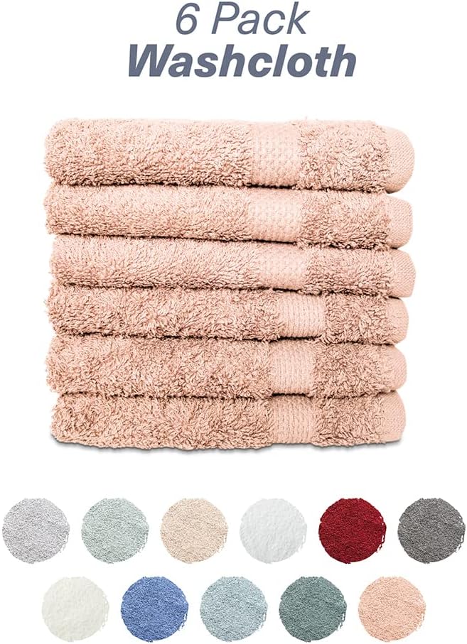 Hencely Premium 6-Pack Washcloths 12x12 Inches Soft Turkish Cotton High - Image 4