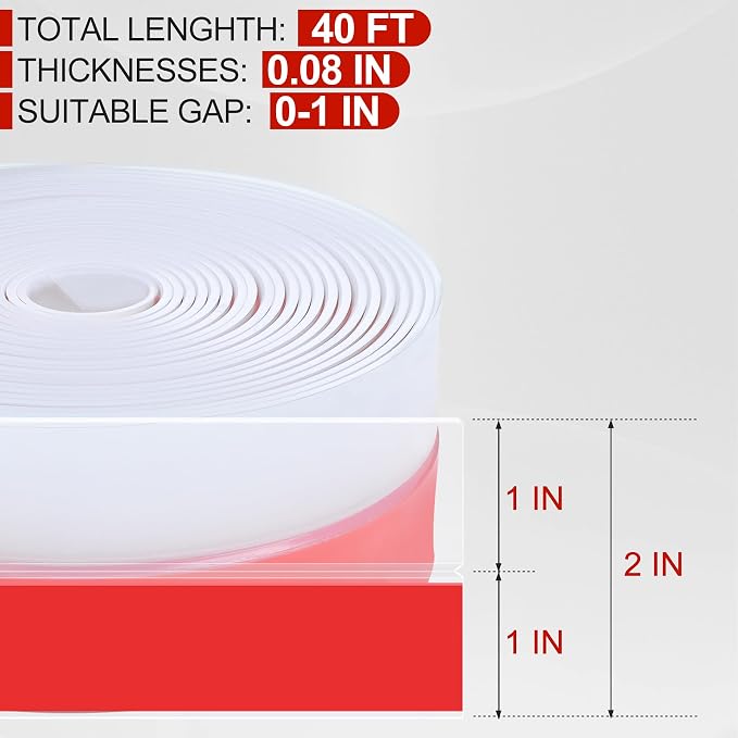 MYFAMIREA Door Weather Stripping 2IN x 40FT Door Draft Stopper Seal Tape - Image 2