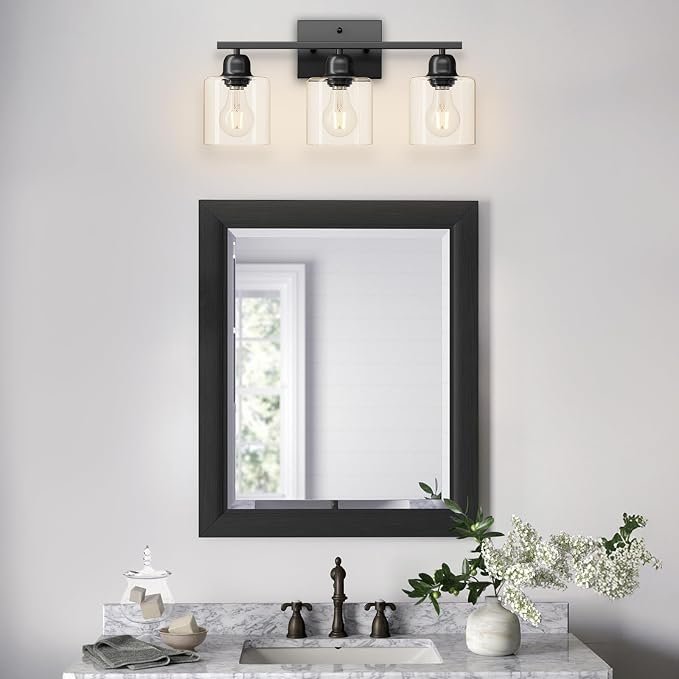 Modern 3 Light Bathroom Light Fixtures, 19 inch Black Vanity Lights - Image 8