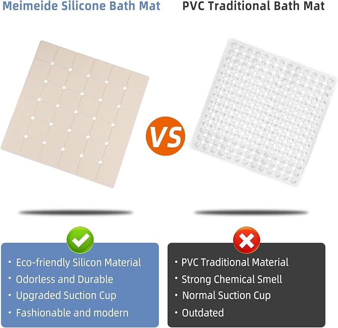 Shower Mat Non Slip 21"x21" Silicone Foldable Bath Mat - Image 4