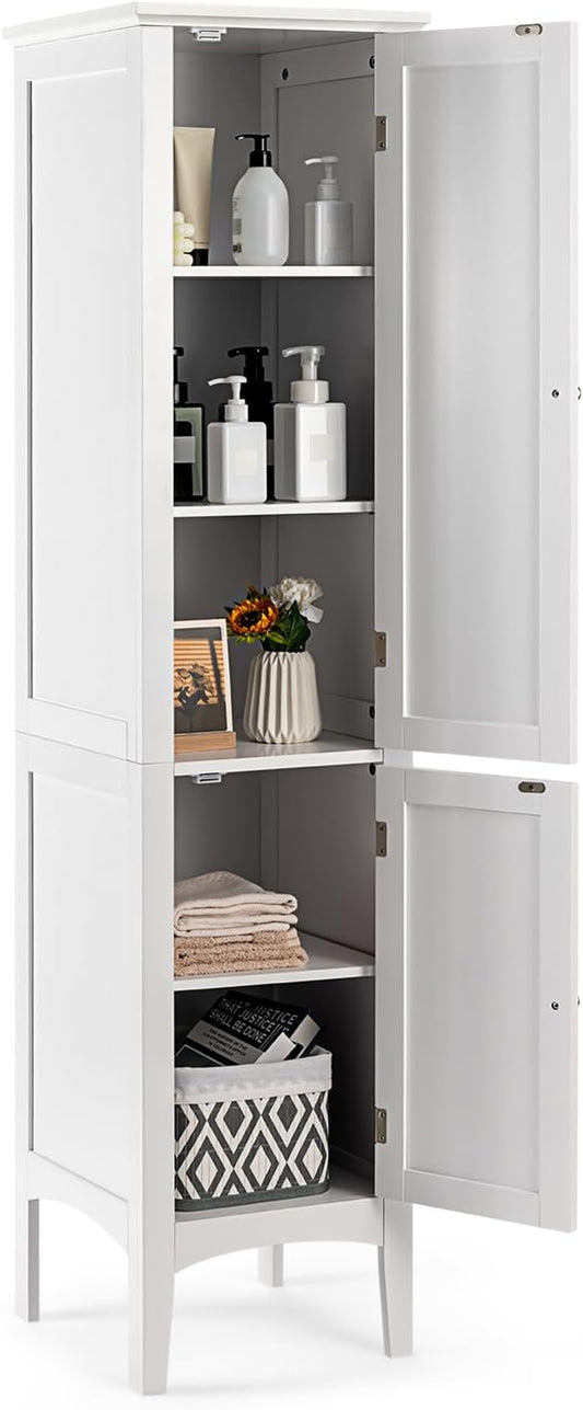 COSTWAY Tall Bathroom Storage Cabinet, 5-Tier Freestanding Linen Tower Cabinet by COSTWAY