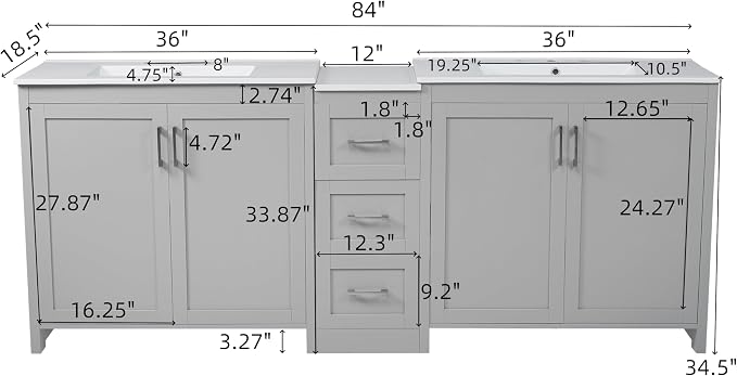 84" Double-Sink Bathroom Vanity - Image 2