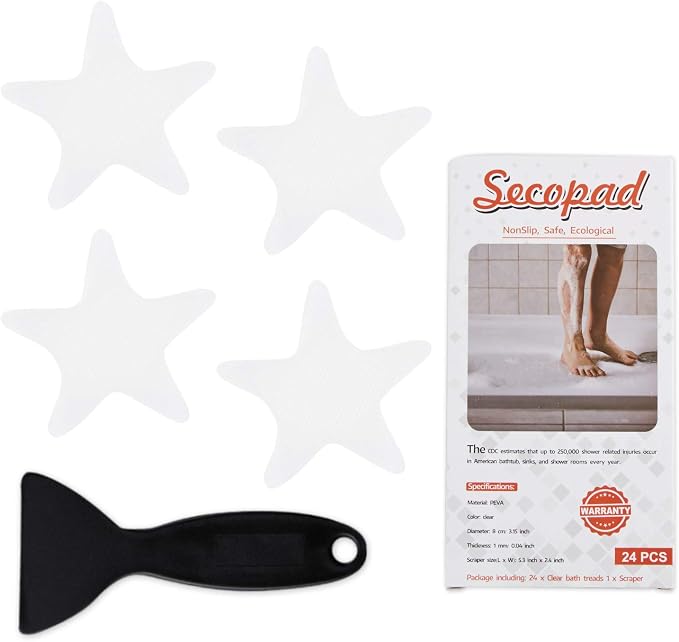 Anti Slip Shower Stickers 24 PCS Safety Bathtub Strips Adhesive Decals by Secopad