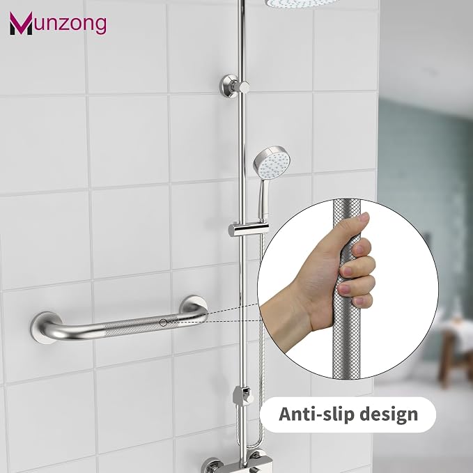 12 Inch Anti Slip Shower Safety Bars, Munzong 2 Pack Bathroom Grab Bars - Image 4