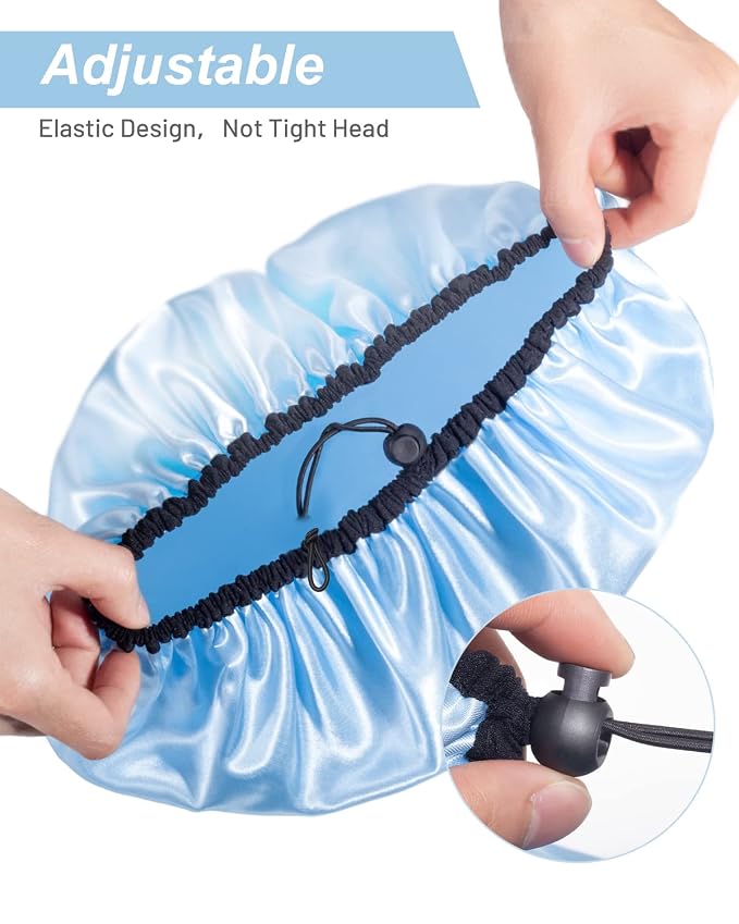 Auban Shower Cap for Women, Adjustable Reusable, Extra Large, Double-Layer - Image 2
