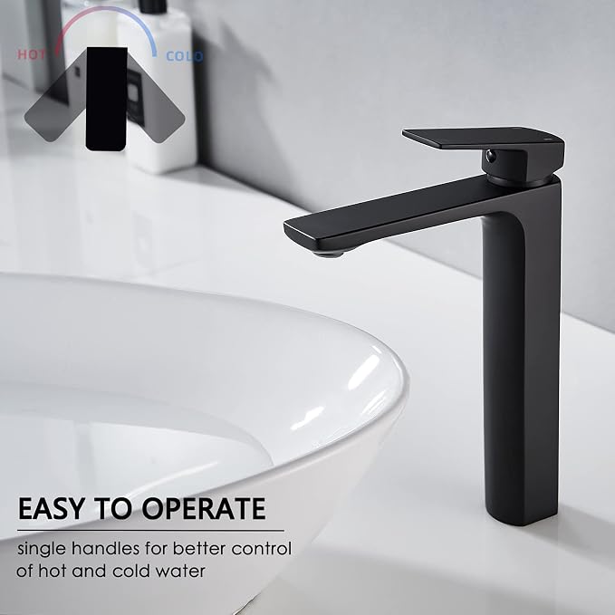 VOTON Black Vessel Sink Single Hole Tall Bathroom Faucet, RV Lavatory Vanity - Image 4