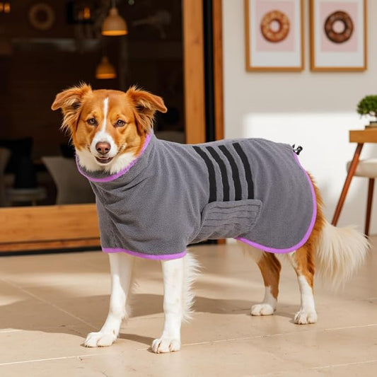 Microfibre Dog Bathrobe Dog Towel Wrap Super Absorbent Dog Drying Coat Bath Robe by HezzLuv