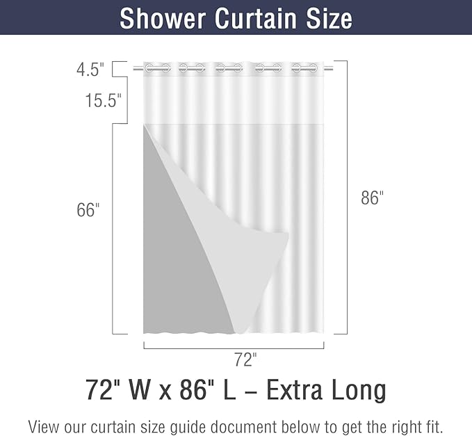 Gibelle Extra Long Shower Curtain 72x86, Waffle Weave Bathroom Shower Curtain - Image 7