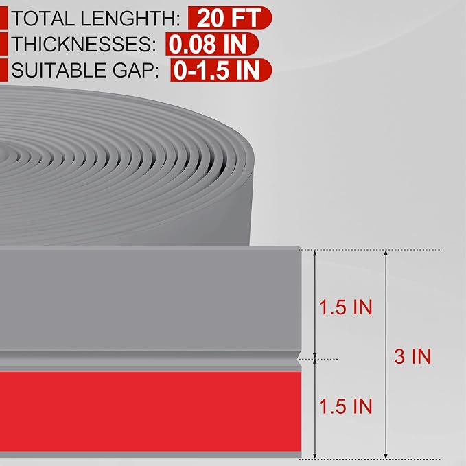 MYFAMIREA Door Weather Stripping 3IN x 20FT Door Draft Stopper Seal Tape - Image 2