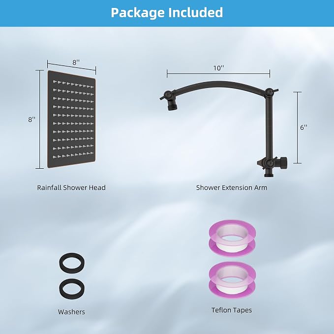 Hibbent All Metal Rain Shower Head, Solid Brass Adjustable Shower Arm Extender - Image 6