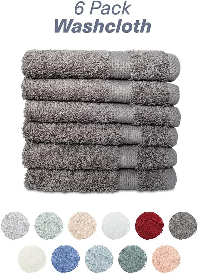 Hencely Premium 6-Pack Washcloths 12x12 Inches Soft Turkish Cotton High - Image 4