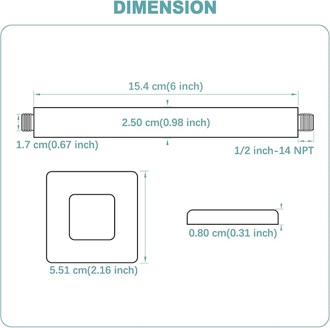BESTILL 6 Inch Brushed Nickel Ceiling Mount Shower Arm and Flange, Square Rain - Image 2
