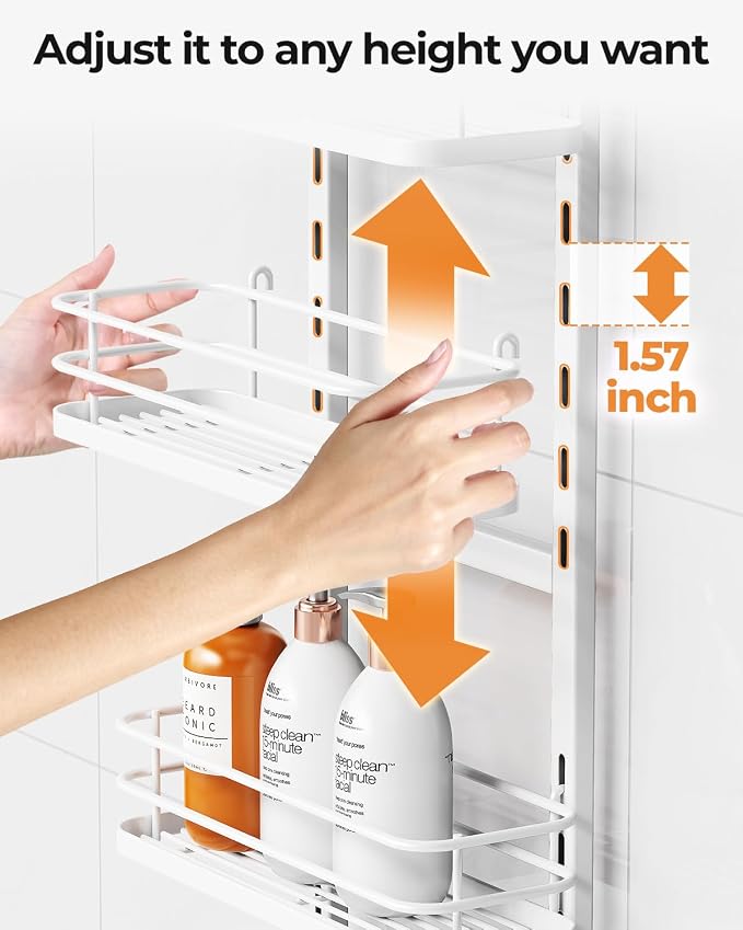 ODesign 3 Tier Height-Adjustable Shower Caddy Hanging Anti-Swing-Over The - Image 6