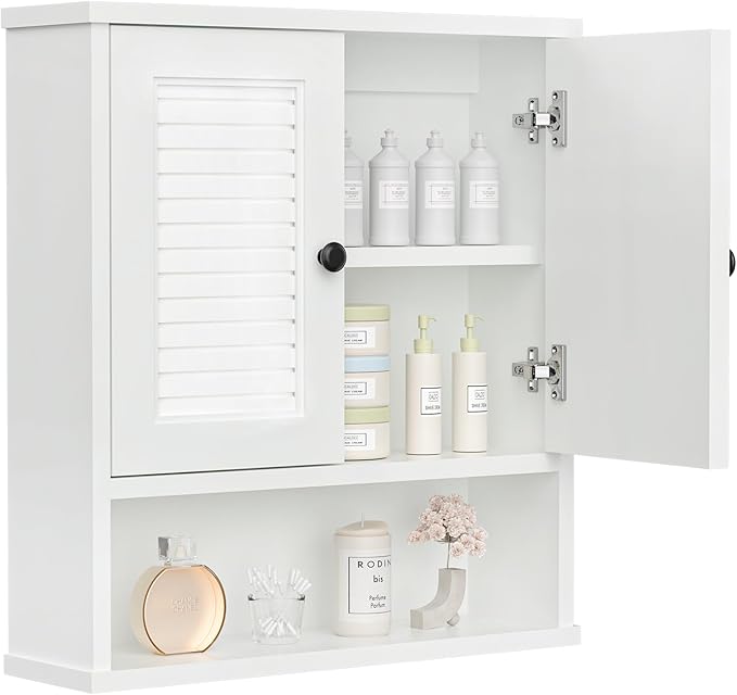 WPC Bathroom Cabinet Wall Mounted, Over Toilet Storage Organizer Adjustable by JMJA