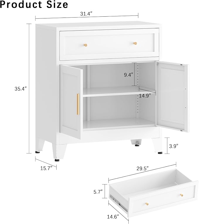 Metal Sideboard Cabinet, Buffet Storage Cabinet, Coffee Bar - Image 2