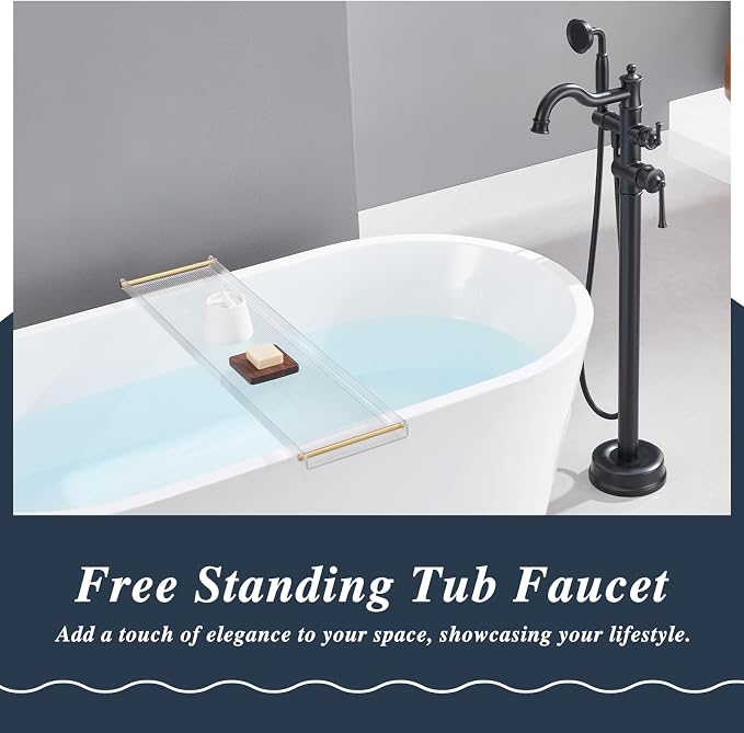 Free Standing Tub Faucet, Qinkell Classic Elegant Gooseneck Freestanding - Image 2