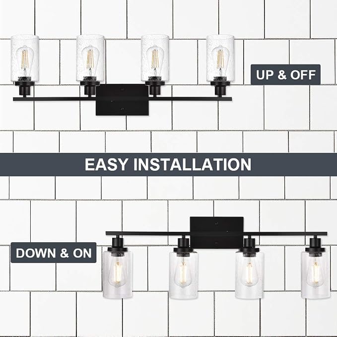 Black 4-Light Bathroom Light Fixtures - Image 5