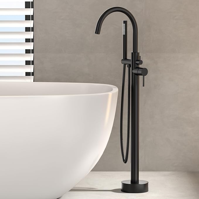 Freestanding Bathtub FaucetFloor Mount Bathtub Filler Shower Mixer Faucet - Image 7