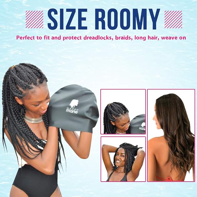 Silicon Swim Cap for Braids and Dreadlock - Image 4