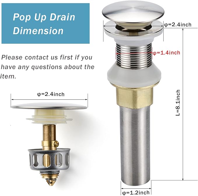 Bathroom Sink Drain, 2 Pack Drain Stopper Bathroom Sink Without Overflow - Image 2