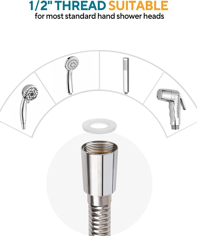 Shower Hose Extra Long 157Inches, Flexible Stainless Steel Handheld Shower Hose - Image 6