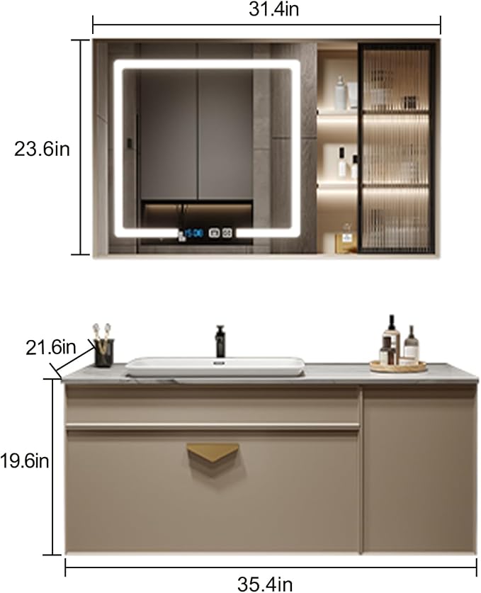 Bathroom Vanity with Sink - 36IN Floating Bathroom Vanity Include Smart LED - Image 2