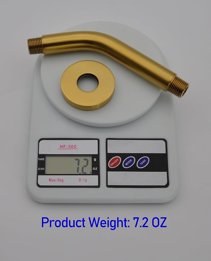 Aquaiaw Shower Arm and O-Ring Flange, 6 inch, Solid Brass, Both Soldered 1/2 - Image 5