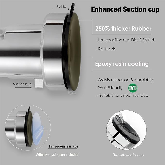Suction Cup Hand held Shower Head Holder- 5 Angles Adjustable -Reusable - Image 3