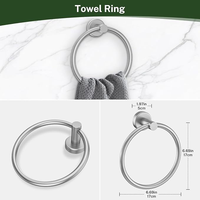 Brushed Nickel Bathroom Hardware Set, 4-Piece Bathroom Accessories Set Include - Image 3