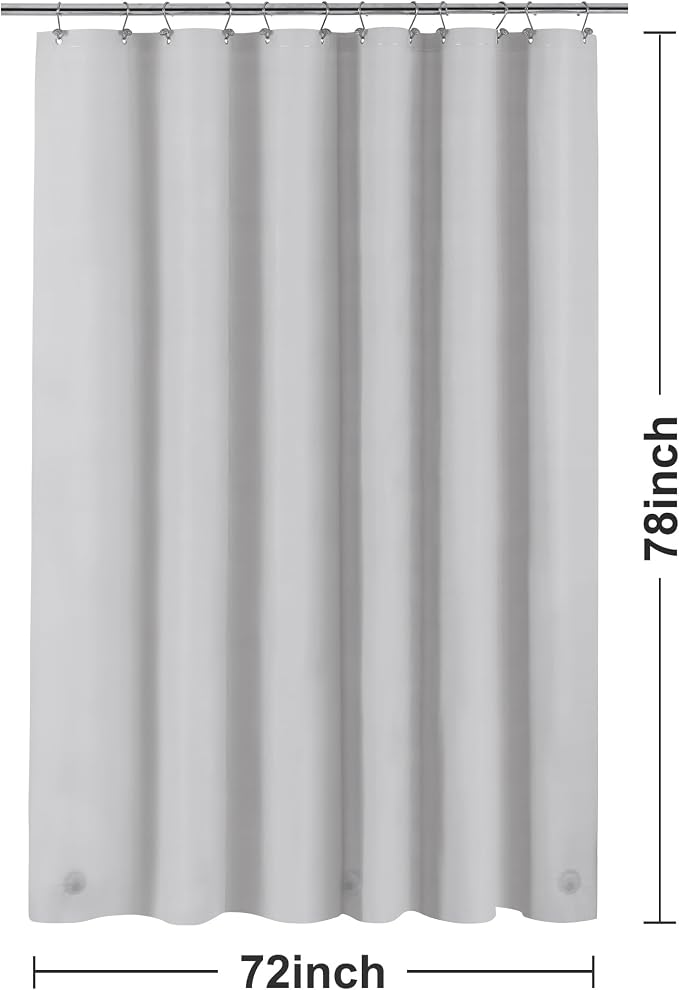 Barossa Design Gray Silver Long Shower Curtain Liner 78" Height - Image 6
