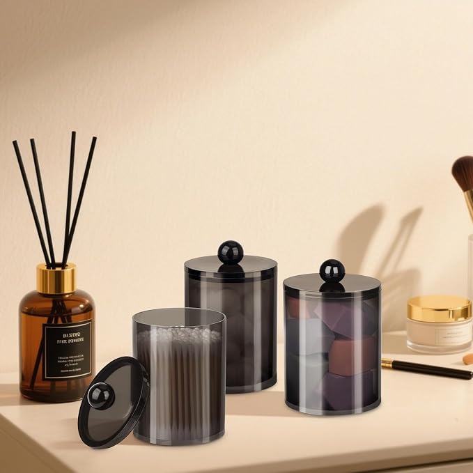 2 Pack Qtip Holder, Canister Apothecary Jar Set, Bathroom Jars - Image 7