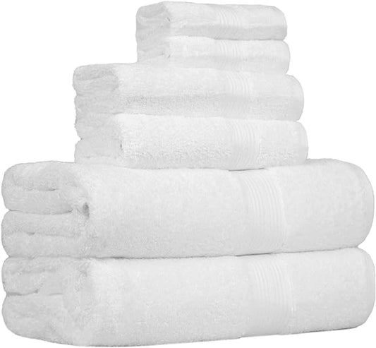 Amazon Basics 6 Piece Oversized Fade resistant Towel set, 100% Cotton towels by AmazonBasics