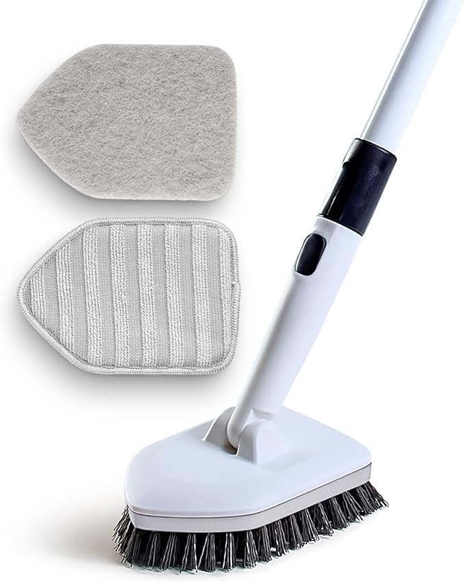 Shower Scrubber 3 in 1 Extendable Long Handle 58" Cleaning Brush by MOKUHOME