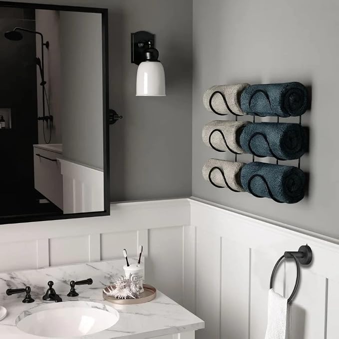 DGYB Suction Cup Towel Ring Matte Black Hand Towel Holder - Image 4