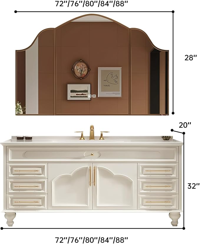 88Inch Bathroom Vanity with Sink, Freestanding Bathroom Cabinet with LED Smart - Image 2