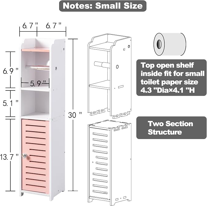 AOJEZOR Toilet Paper Holder Stand: Small Bathroom Storage Cabinet - Image 5