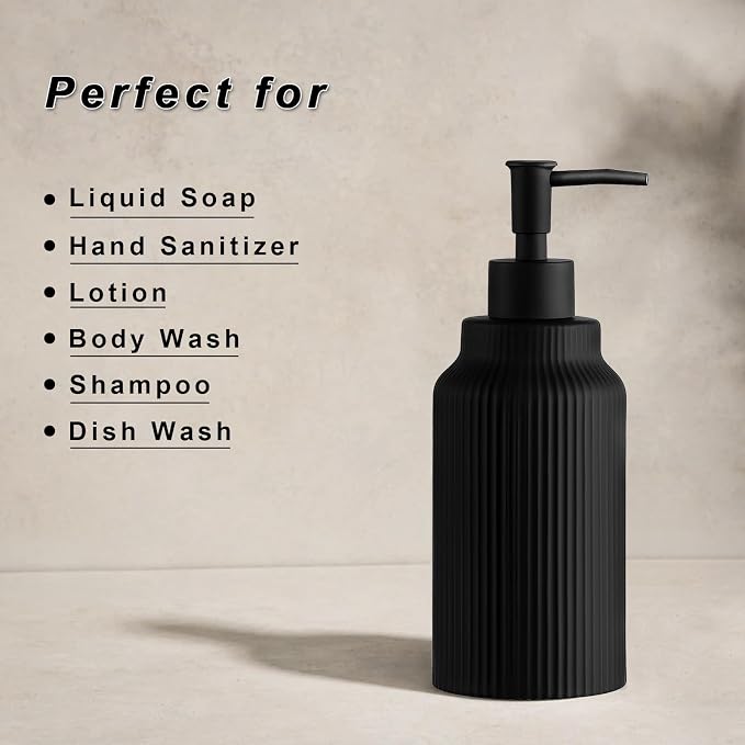 Modern Ceramic Soap Dispenser for Bathroom，14oz Ceramic Soft Touch Hand Lotion - Image 5
