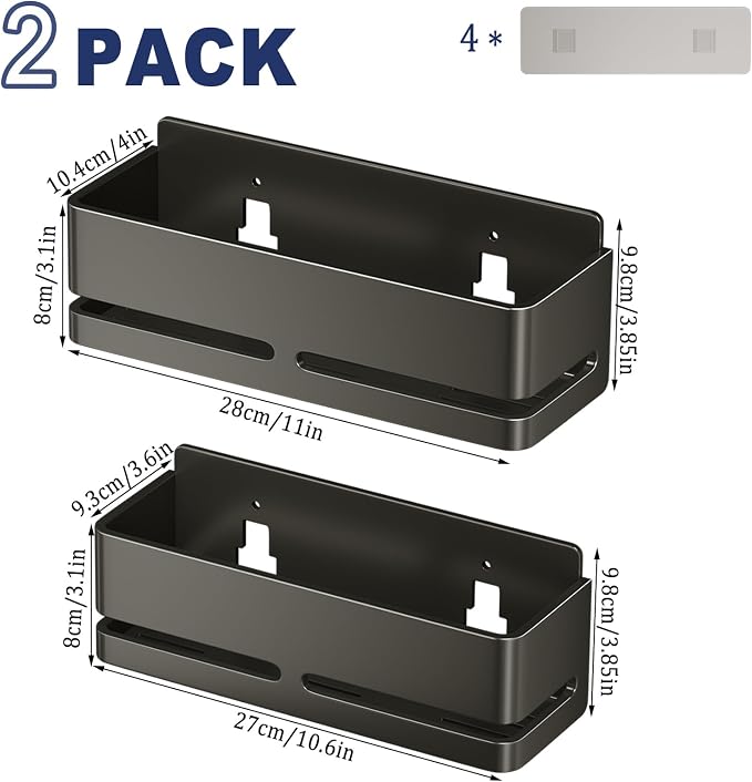 Shower Caddy, Heavy-Duty Bathroom Storage Shelf, Large Capacity No-Drill - Image 2