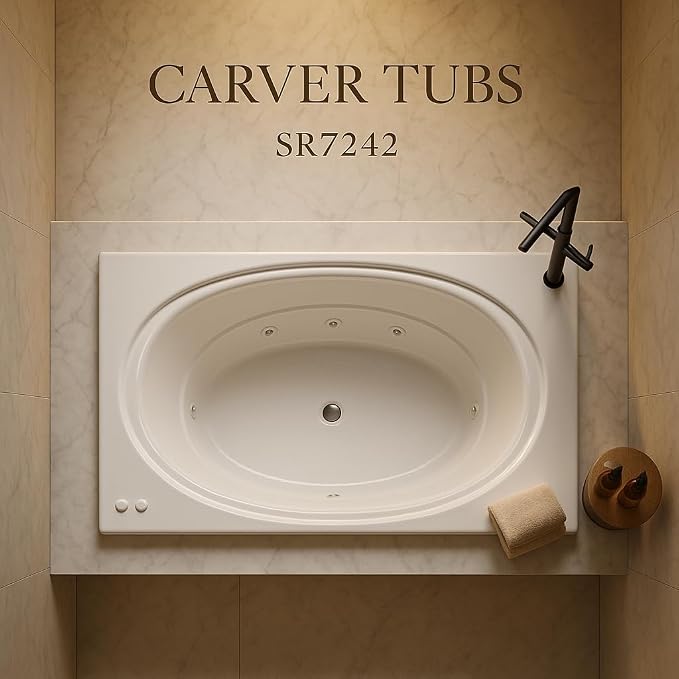 Carver Tubs - SR7242 - Modern Acrylic Fiberglass Whirlpool Water Massage Bathtub - Image 2