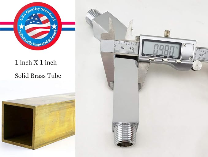Aquaiaw Square Shower Arm and Anti-Scratch O-Ring Flange, 6 inch, Solid Brass - Image 4