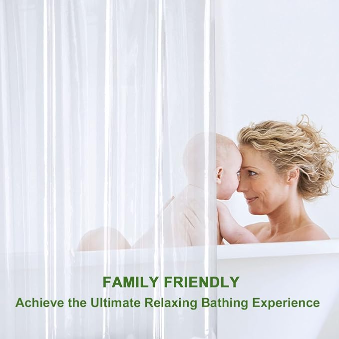 AooHome Eva Clear 54x72 Inches Shower Curtain Liner, See Through Clear 8G - Image 8
